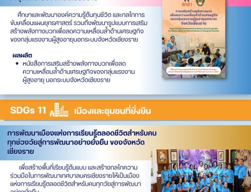 SDGs 10: Reduced Inequalities (ลดความเหลื่อมล้ำ) และ SDGs 11: Sustainable Cities and Communities (เมืองและชุมชนที่ยั่งยืน)