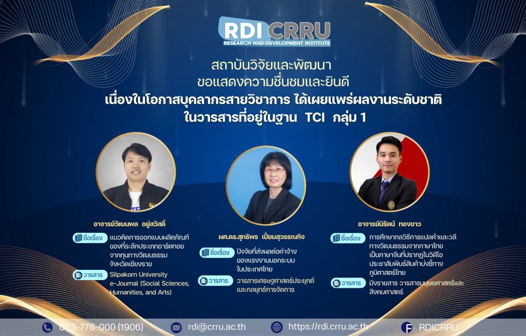 สถาบันวิจัยและพัฒนา ขอแสดงความยินดี